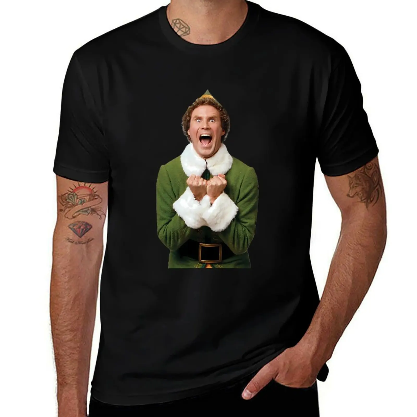 Excited Buddy the Elf Christmas T-Shirt blanks oversizeds tee shirts for men