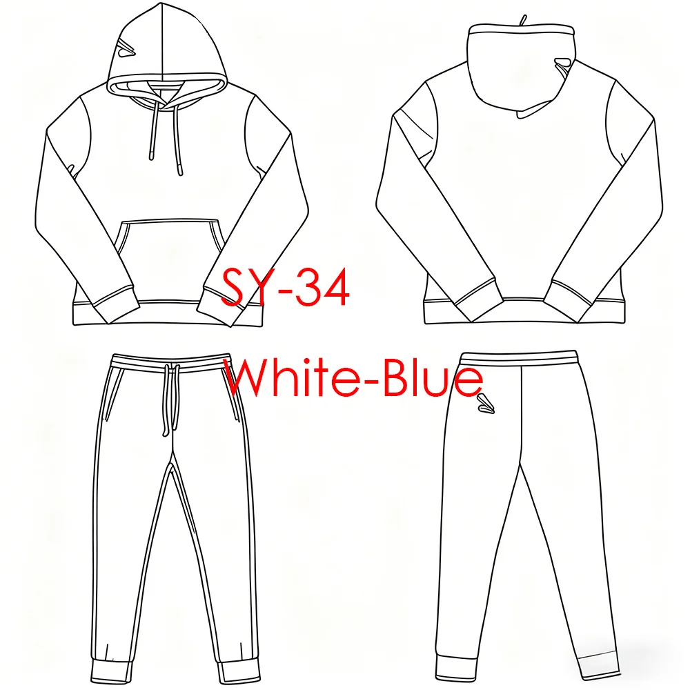 

SY-34 Mens Jogging Streetwear Hoodie Trousers Set Cotton Sweatshirts Top Pants Tracksuit Comfortable Breathabl Casual Sports ear