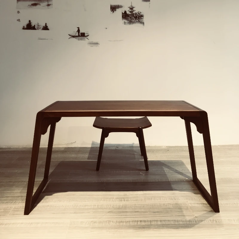 

Guqin table solid wood resonant piano stool black walnut antique Chinese traditional calligraphy