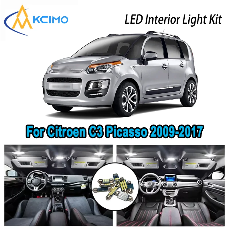 

For Citroen C3 Picasso 2009-2017 2010 2011 Premium Bright LED Interior Dome Map Trunk Light Kit Car Led Lamps Canbus No Error