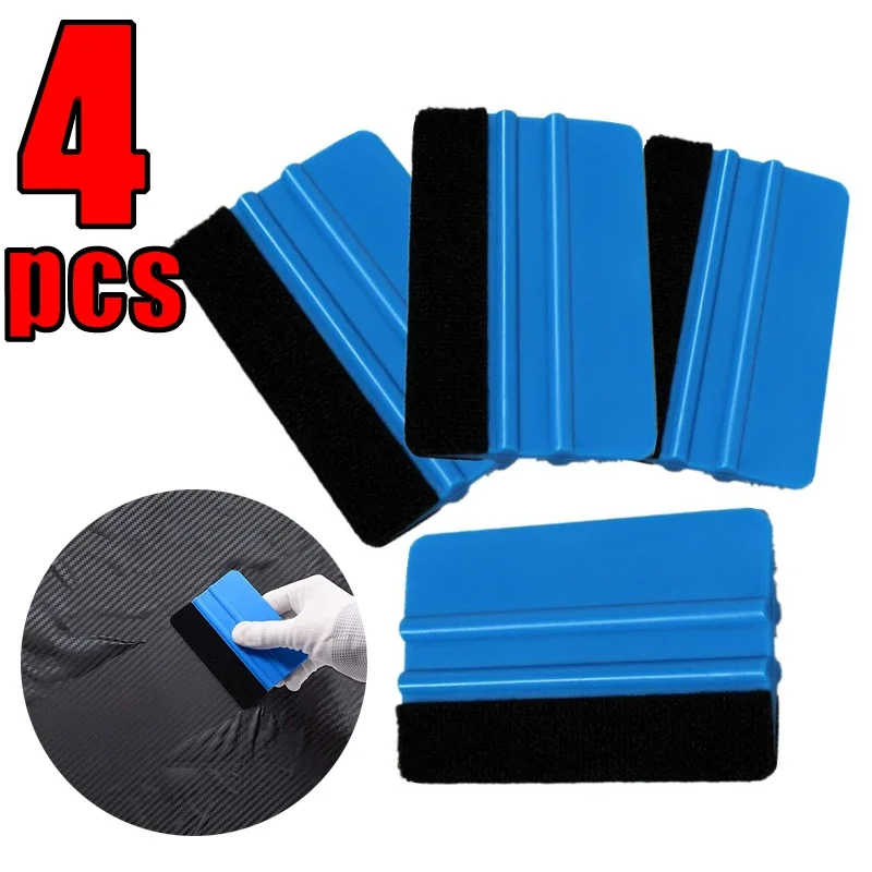 

1-4 Pcs Car Film Scraper Vinyl Wrap Film Card Squeegee Auto Foil Wrapping Suede Felt Scraper Car Styling Sticker Accessories