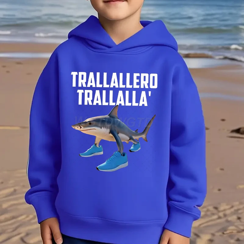 

Children's Clothing Italian Brainrot Tralalero Tralala Graphic Sweatshirt for Shark Lover Funny Meme Kids Hoodie Fashion Sweater