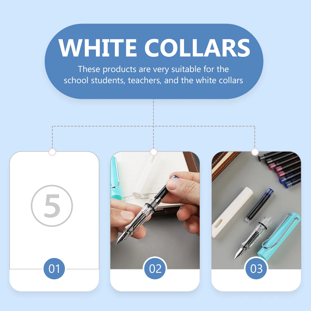 

150Pcs Fountain Pen Refills Set of 3 Colors Fast Drying Non for Daily Writing Exam Stationery Tools