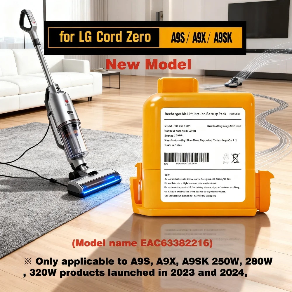 5000mAh Replacement Li-ion Battery Pack 23/24Year for LG Cord Zero A9S A9X - Compatible with A9S LCD EAC63382216 Vacuum Cleaner