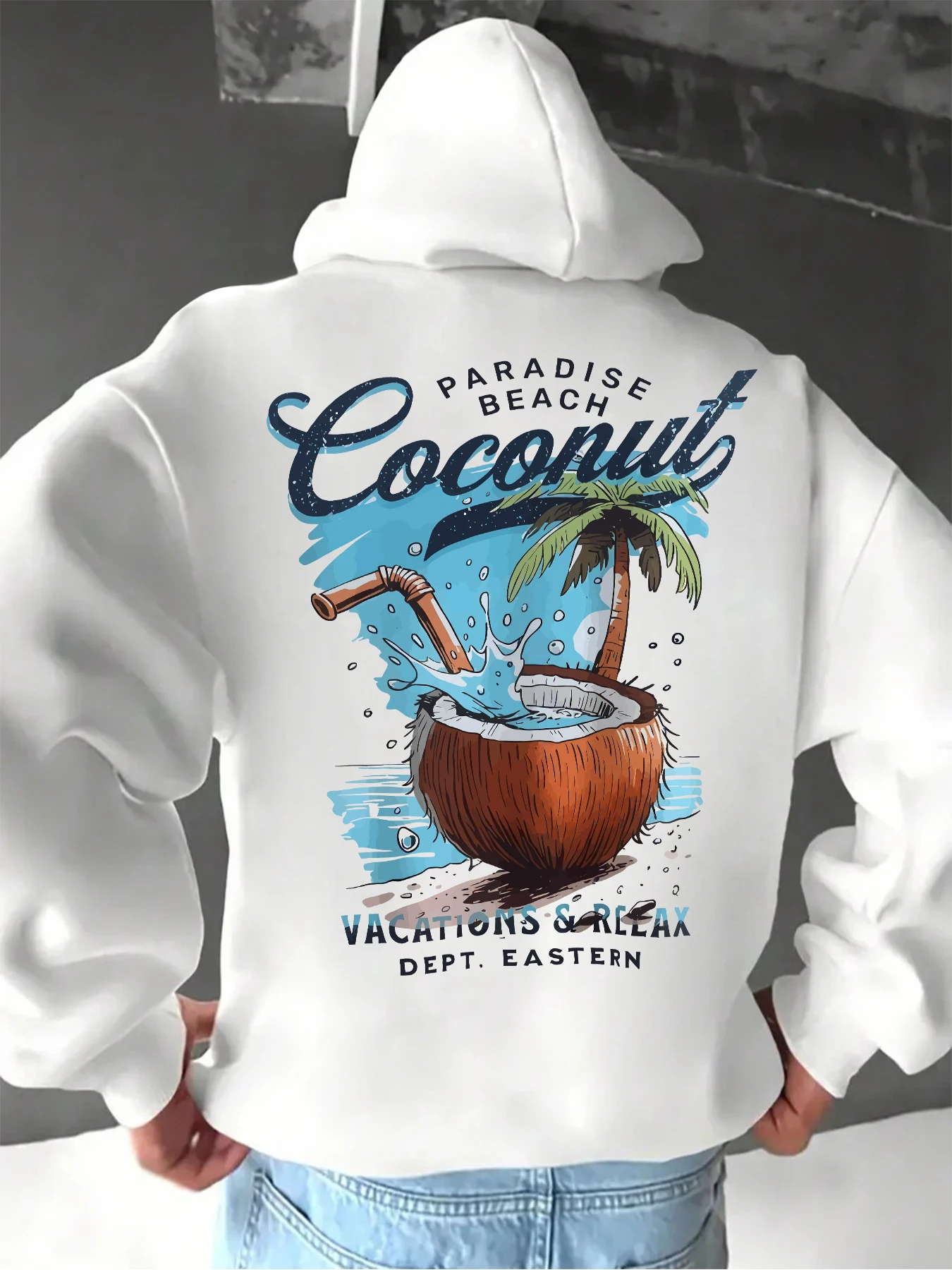 Pardise Beach Cocount Vacation Relax Толстовки с принтом Мужские повседневные универсальные пуловеры в стиле хип-хоп Мягкий топ Свободная удобная толстовка