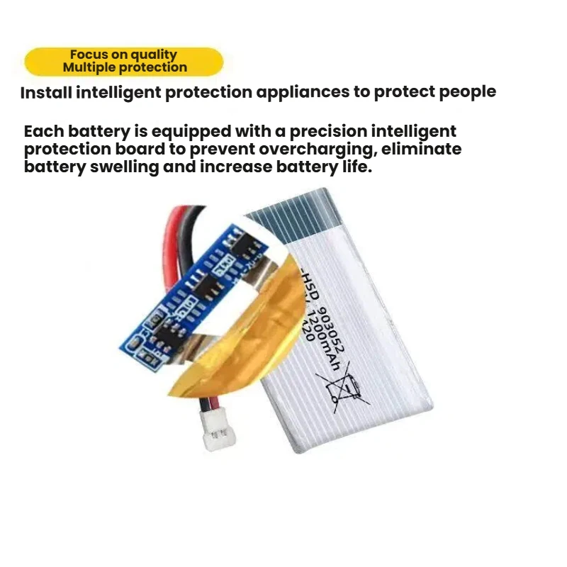 3.7V 1200mAh Rechargeable Battery Compatible for 903052P Quadcopter Drone Accessories Replacement Parts Over Battery