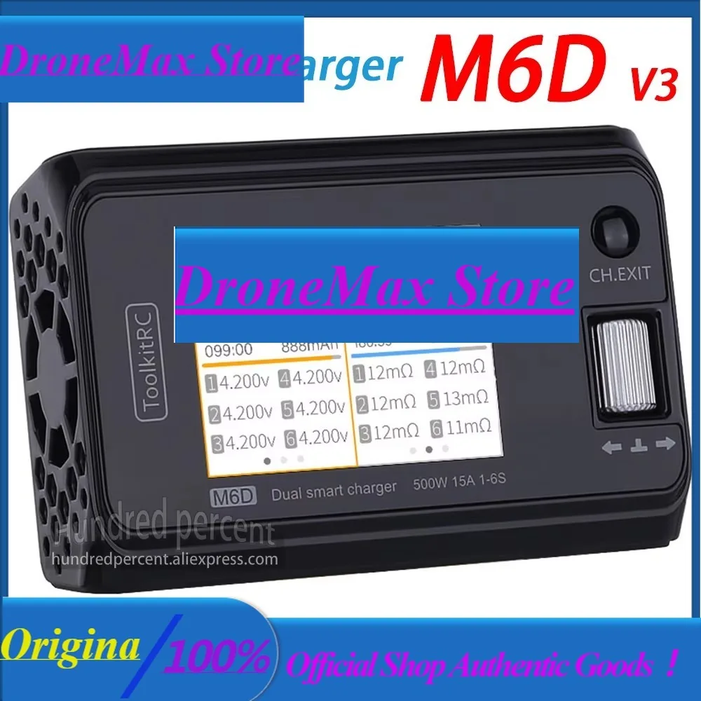 DroMaToolkitRC M6D V3 Charger, 2-Channel, Balanced Voltage, Remote-Controlled Toy Model Lithium Battery, DC500W, 15A, 1-6S ISP S
