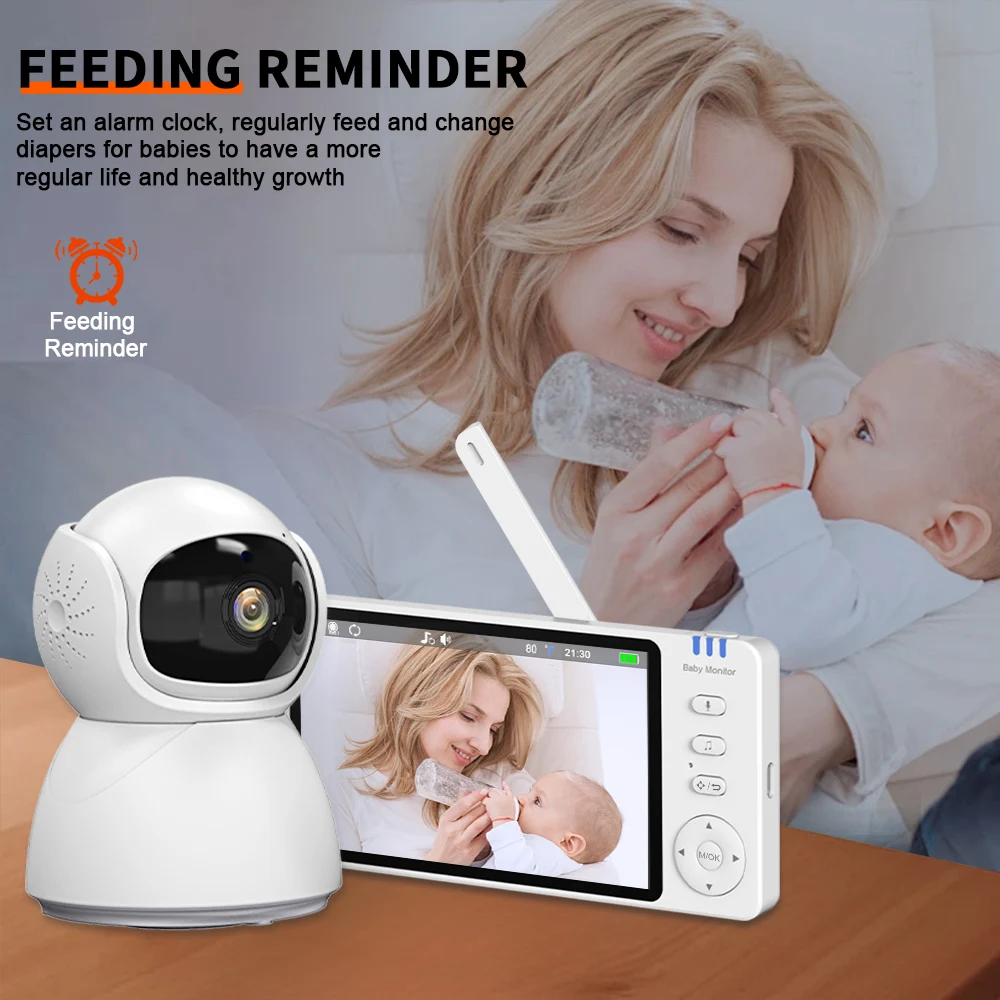 5.0'' Color Baby Monitor 3500mAh 2.4G Mother Kids Two-way Audio Night Vision Video Temperature High Resolution Bebe Nanny Camera