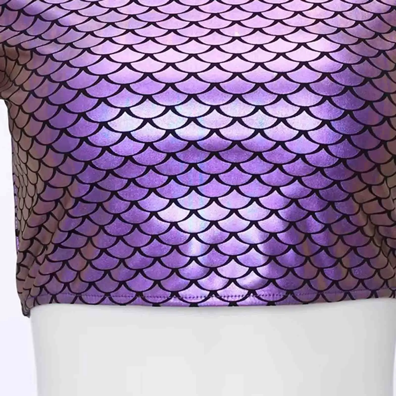 

Women Mermaid Role Play Crop Tops Summer Beach Pool Short Sleeve Crop T-shirt for Themed Party Halloween Cosplay Beachwear