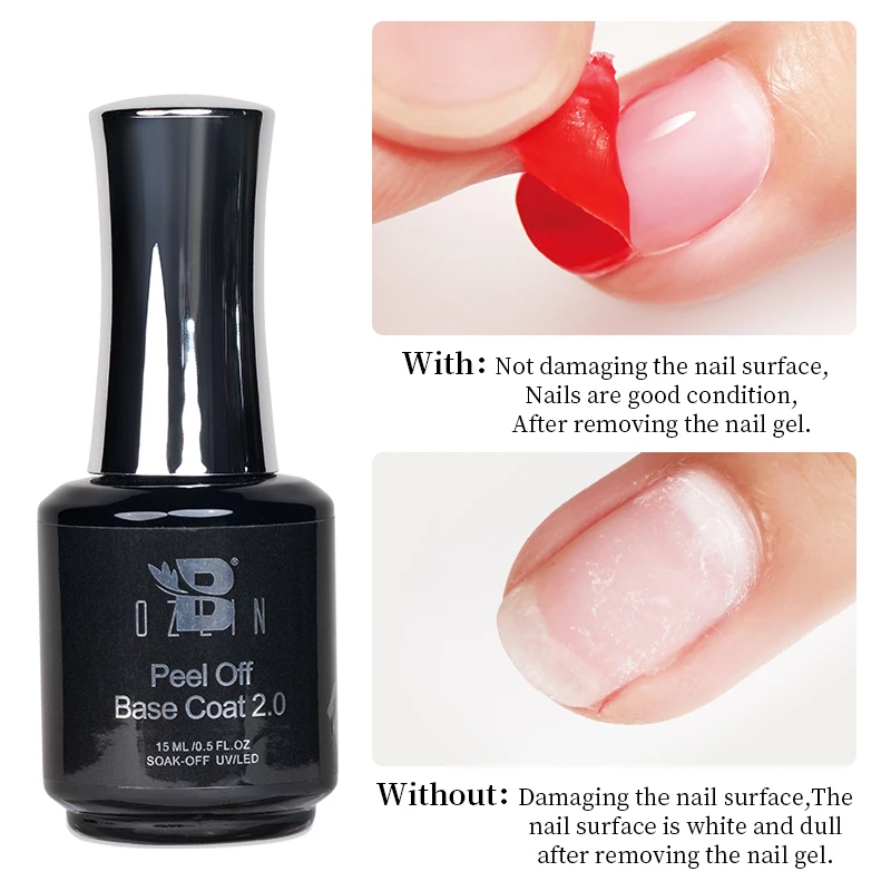 BOZLIN 2 IN 1 Peel Off Base Coat Acrylic No-acid Primer Nail Art Soak Off Gel Nail Polish For Nail Art Design Remove Base Coat