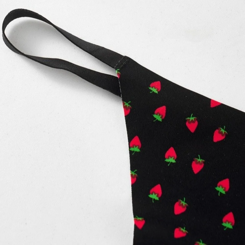 Elegantes tangas sin costuras para mujer, de cintura baja, con diseño de labios, T-back, ropa interior con estampado de fresas y corazones para chicas.