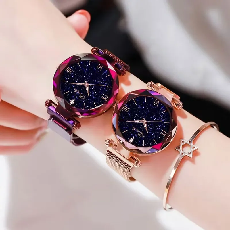 Orologio da donna con cielo stellato TikTok con nastro magnetico, lo stesso stile di tendenza uno su Douyin, un studente alla moda ed elegante