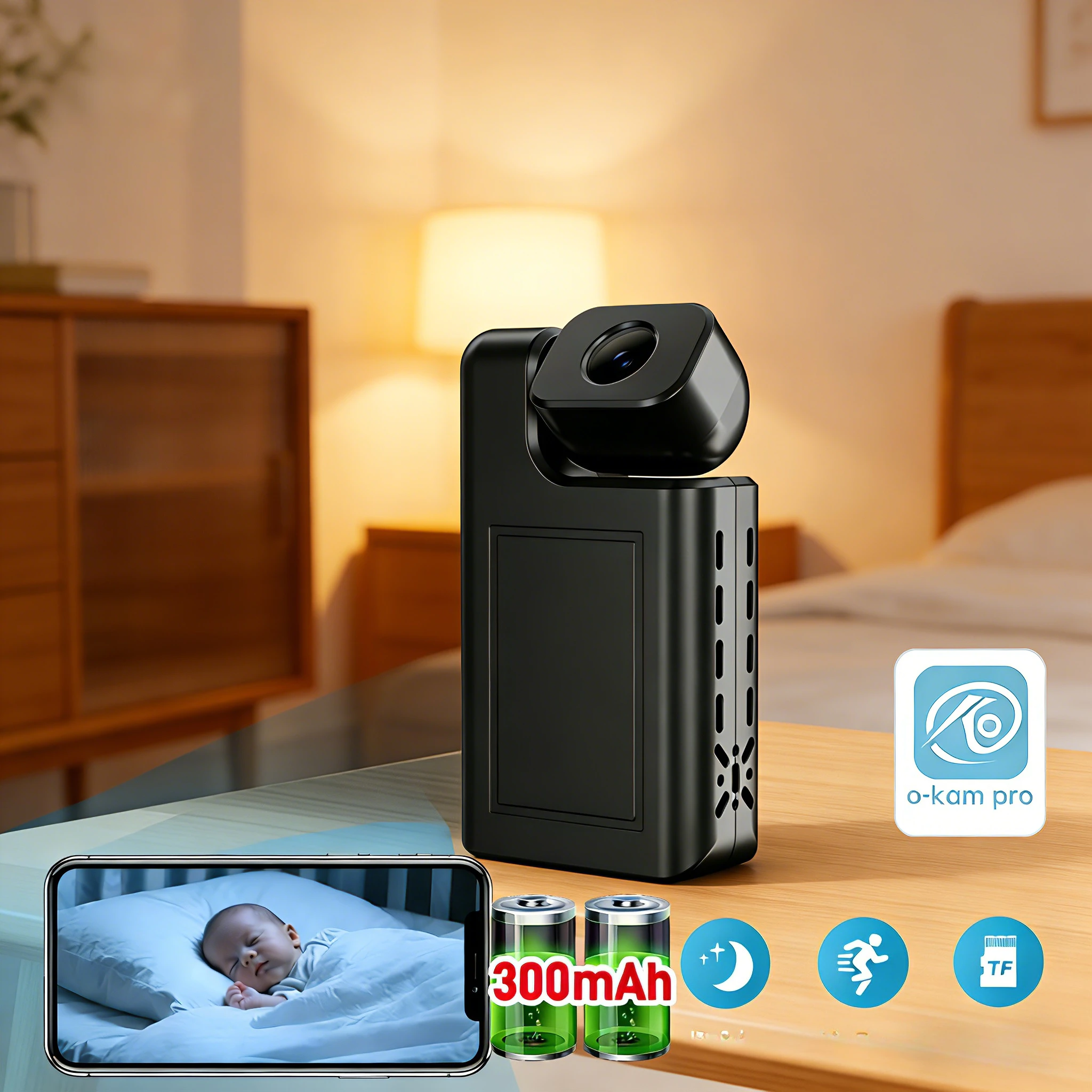 

Mini Camera Home Security Protection 5MP Indoor Small Camera Two-way Audio Night View Pet/Baby/ Nanny Video Monitor O-kam