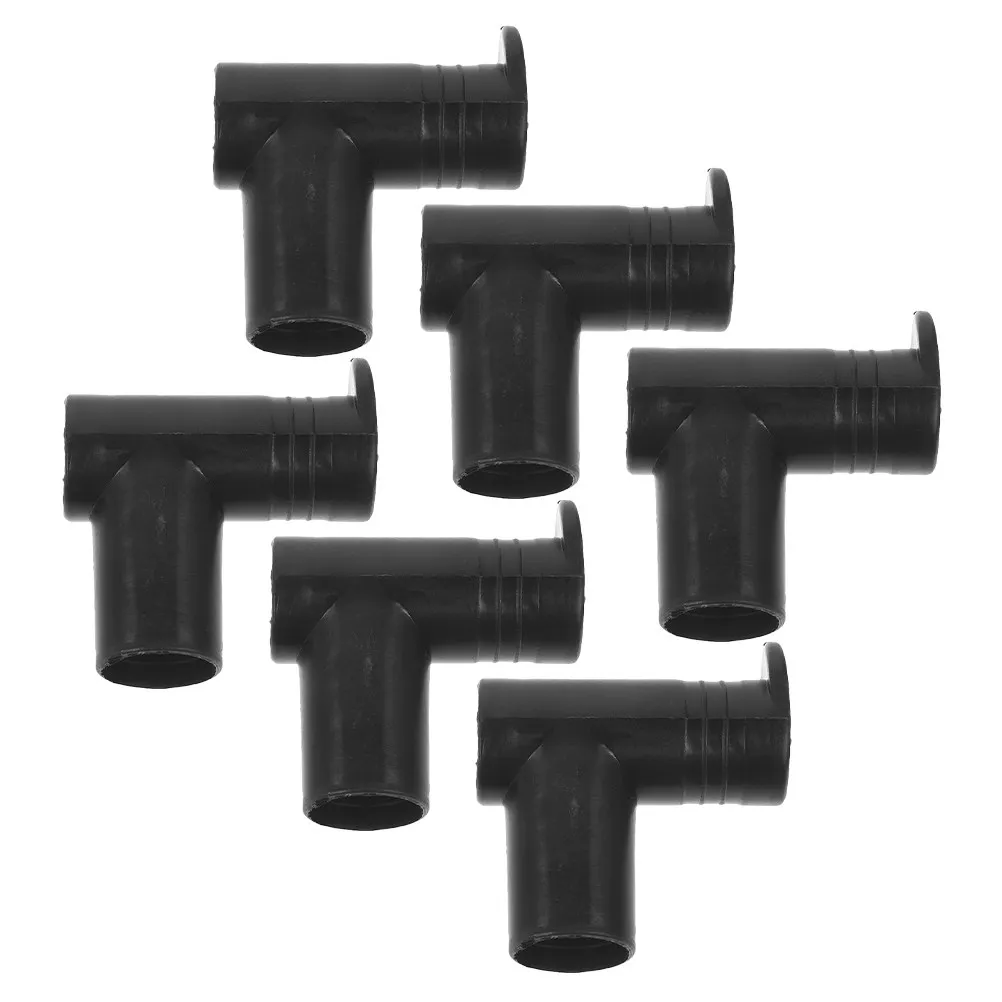 6Pcs Black Plastic Drying Rack Tube Connectors Right Angle Dual Connection Clamps for Floor Standing Adjustable Clothes Racks