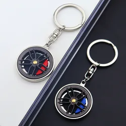 Metal Hub Rotating Car Keychain Fingertip Toys Creative Turntable Key Chain Pendant Caliper Brake Disc Gift