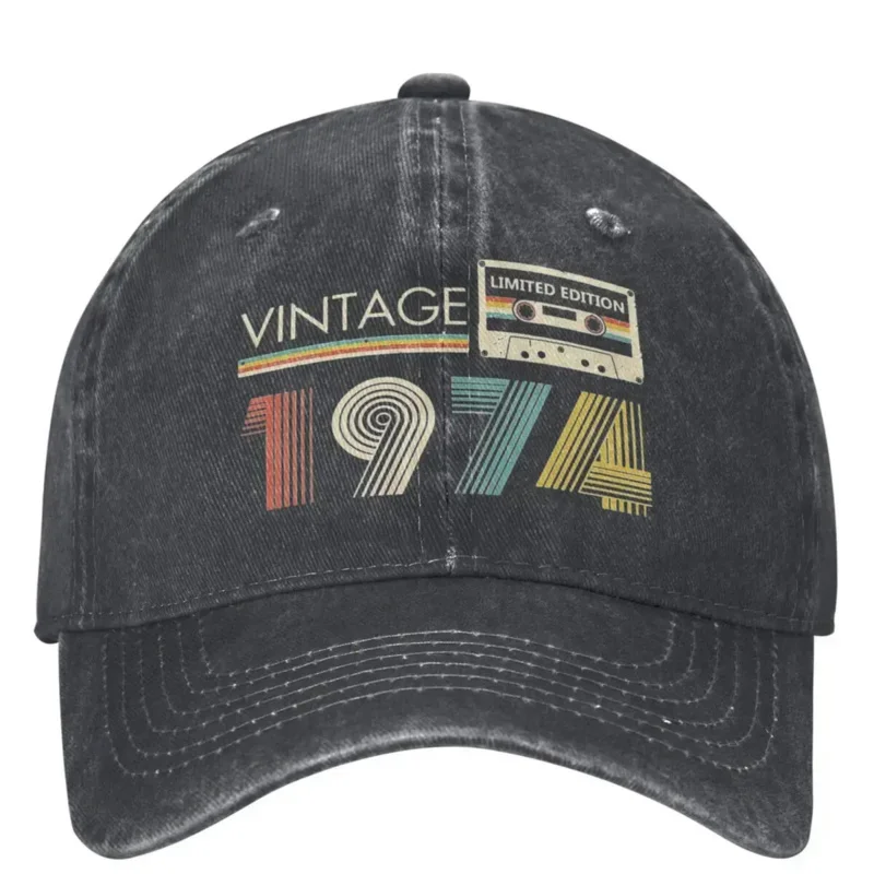 

Y2K Vintage 1974 Cassette 50Th Bithday Gift Baseball Cap For Men Women Trucker Has 50 Year Old Present Adjustable Fit