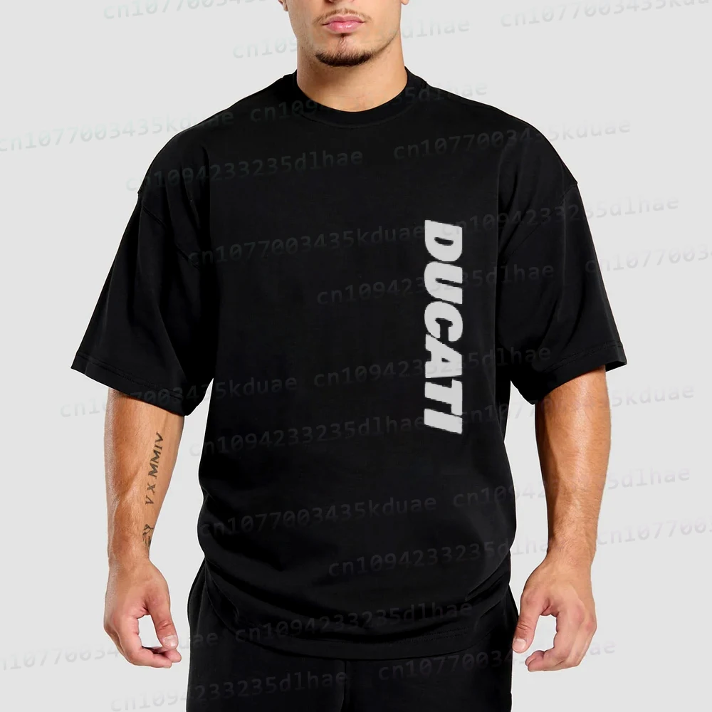 Ducati T-Shirts Men Letter Motorcycle graphic Printing Top sportswear Short Sleeve Tee Cotton Casual Loose Crewneck Clothing