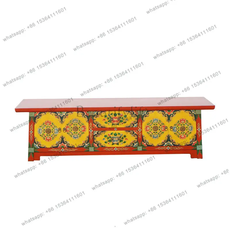 

Solid wood hand-painted old floor cabinet retro decorative storage cabinet