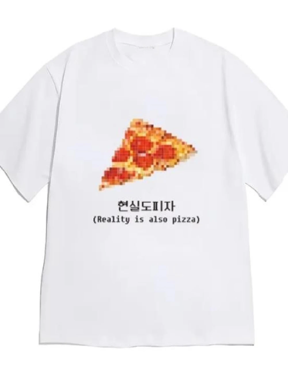 Y2k Short-Sleeved Women T-Shirt with Korean Letter Pizza Print Casual Short Sleeves Made From Fabric A Perfect Choice for Summer