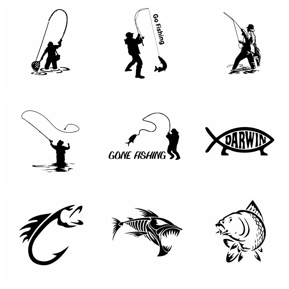 Fishing sticker Car Stickers Funny Car-Styling For Rear view Mirror Car Head car Windows car Accessories decoration