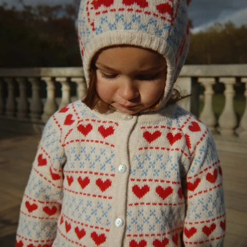 Spot Girls Sweater 2026 Winter New Printed Fashion Cute Kids Knit Coat Cotton Thickened Warm Girls Sweater and Knit Dress Set