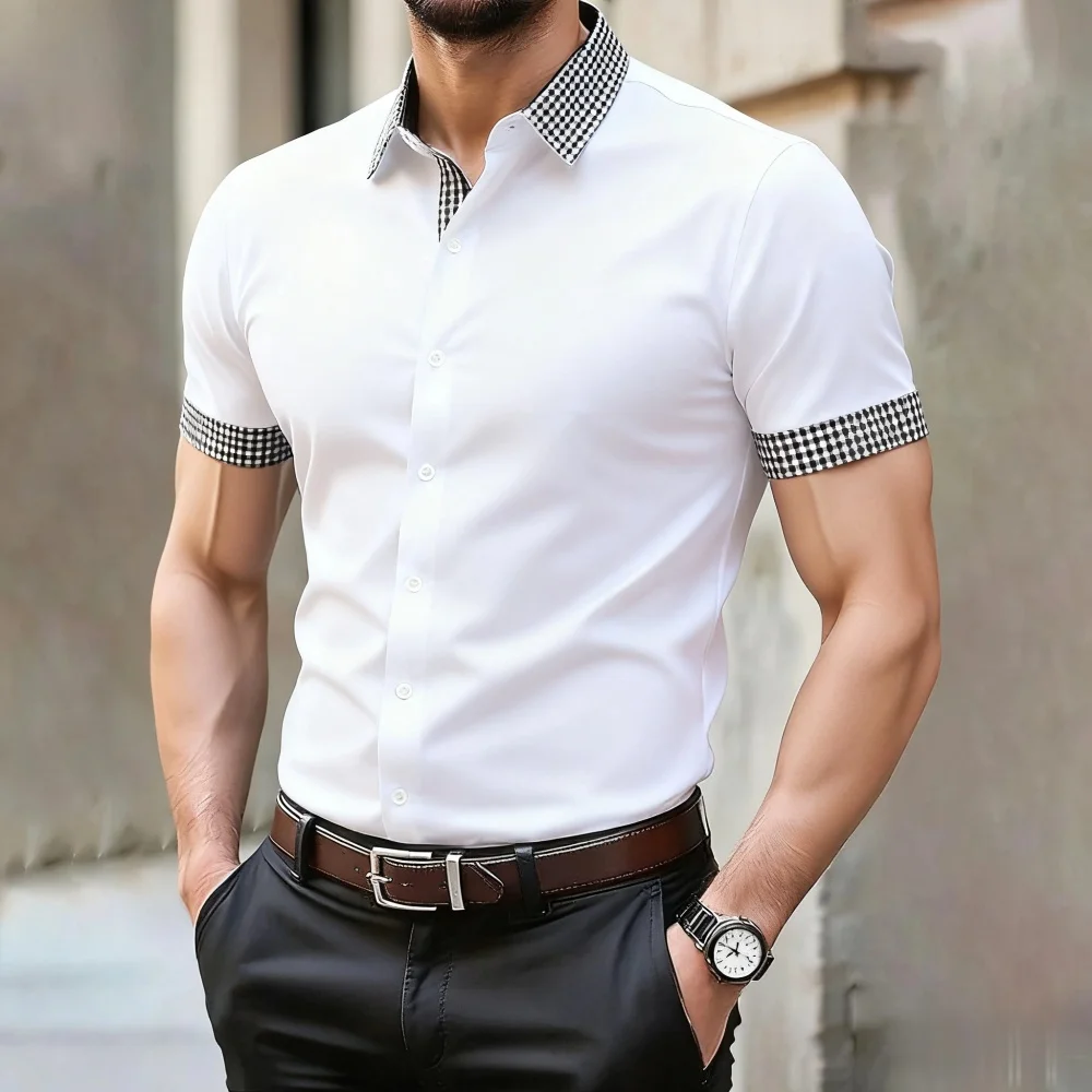 

Men's iron-free long-sleeved lapel shirt, casual and comfortable long-sleeved shirt, spring and autumn inner shirt, plus size