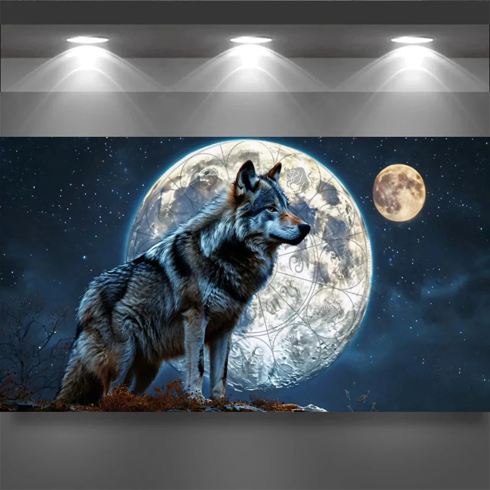 

5D Diy Алмазная картина Полный алмаз Искусство Созвездие Зодиака Символы, Луна Волк Мозаика Ювелирные изделия Вышивка крестиком Большое настенное искусство