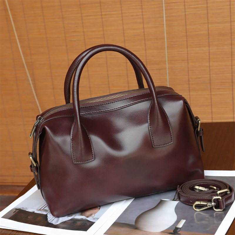 

Hifashion винтажные сумки из натуральной кожи для женщин 2025 роскошные дизайнерские сумки-тоут для боулинга женские сумки через плечо