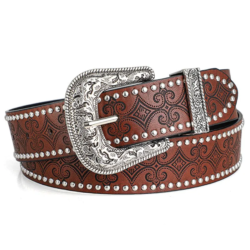 Western-Cowboy-Gürtel – Vintage-Punk-Stil, geschnitzte Schnalle, PU-Ledergürtel, lässige Trend-Accessoires, Y2K-Taillengürtel, für Männer und Frauen – Detail 7