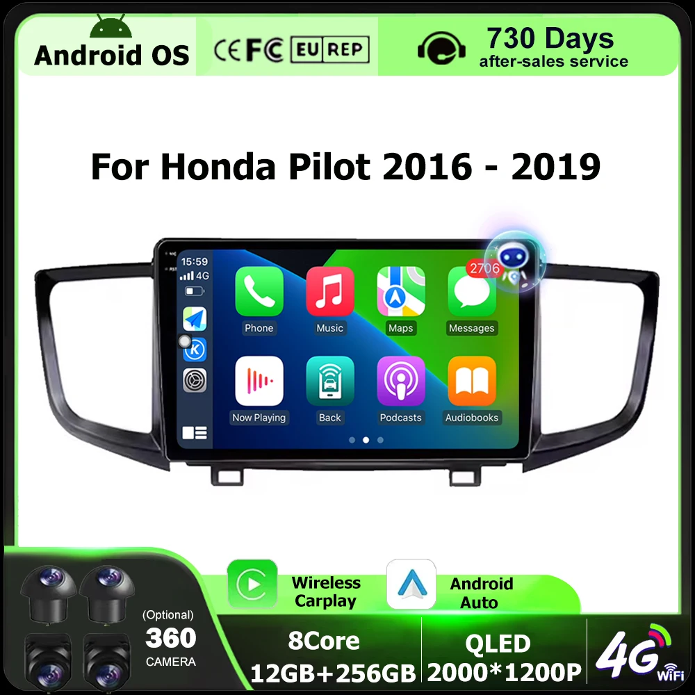 

Android Auto For Honda Pilot 2016 - 2019 Car Radio Multimedia Player GPS Navigation Stereo Carplay WIFI Bluetooth 9 Inch Screen