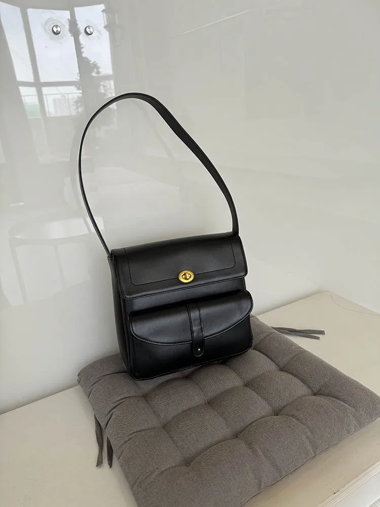 

2024 New Faion Leather oulder Bag Women's Large Capaci Underarm Handbag Commuter Bag Soft Pillow ape Cotton