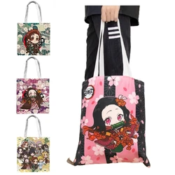 Anime Canvas Bag Handbag Nezko Cartoon Double-sided Printing Handbags Large-capacity Shoulder Bags Students Casual Canvas Bags