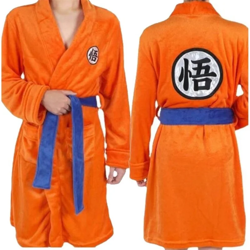 Anime Dragon Goku Cosplay Costume Pajamas Flannel Unisex Adult Men Women Sleepwear Bathrobe Cartoon Clothing