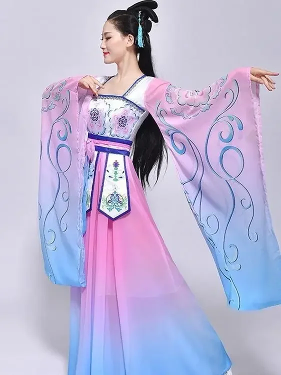 Hada antigua Wu Meiniang Hanfu falda de hada de manga grande estilo chino elegante traje de actuación de danza clásica