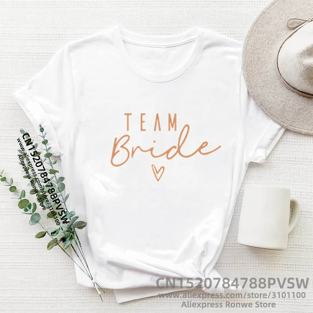 Gouden Team Bruid Letter Grappige Vrouwen T-Shirt Bruid Om Squad Evjf Vrijgezellenfeest Bruidsmeisje Bruidsmeisje Tops Tee