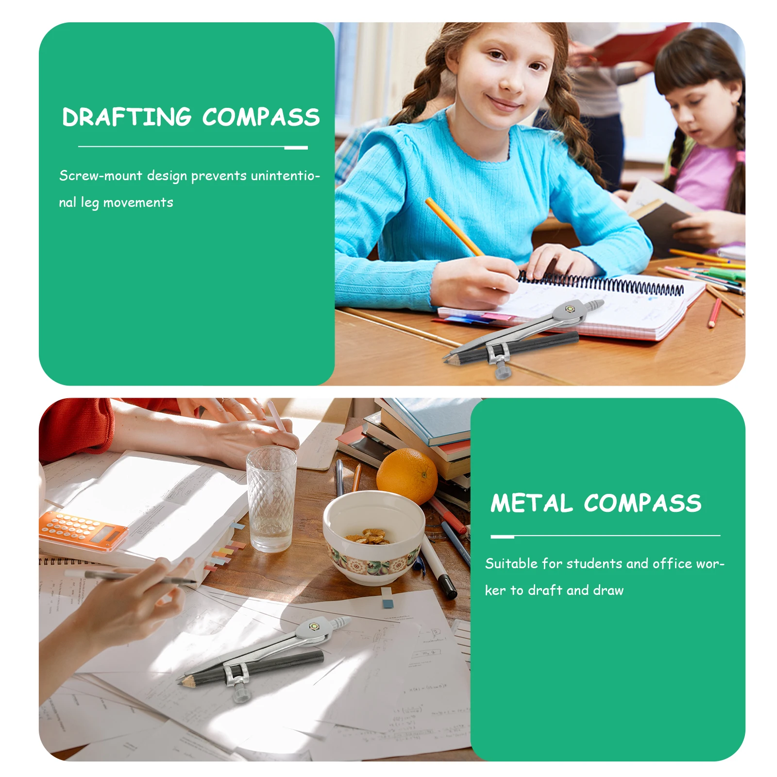 Metal Precision with Pencil Holder Drafting Tool for Geometry Screw-Mount Shiny Coating Storage Case Included for Geometry