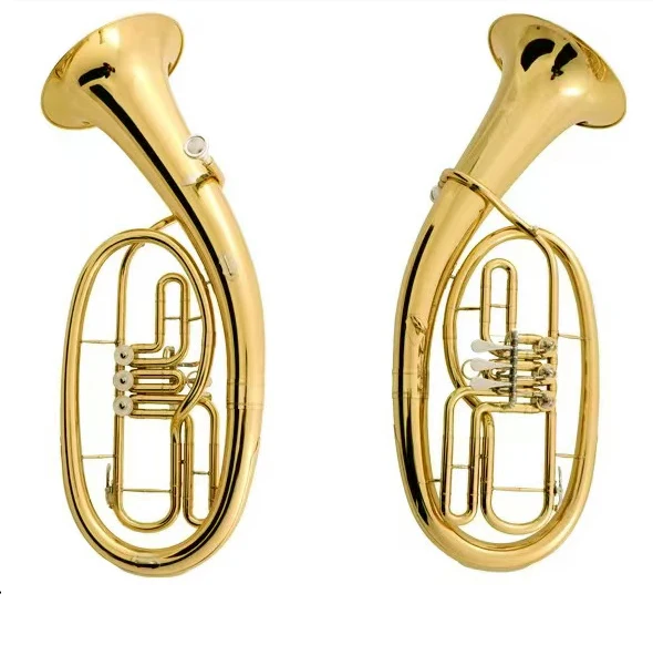 

Chinese brass instruments 3 flat key baritone gold lacquer finished rotary baritone horn