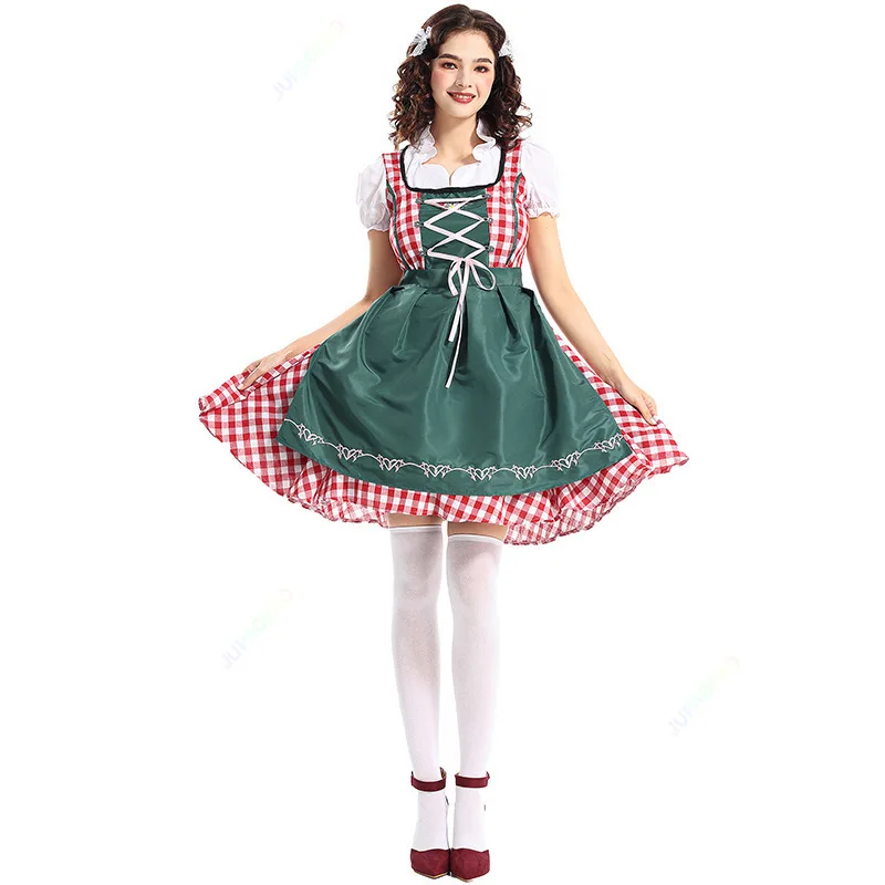 

Traditional German Plaid Dress Beer Festival Costume Adult Role-playing Costume New Women's Halloween Role-playing Fancy Party