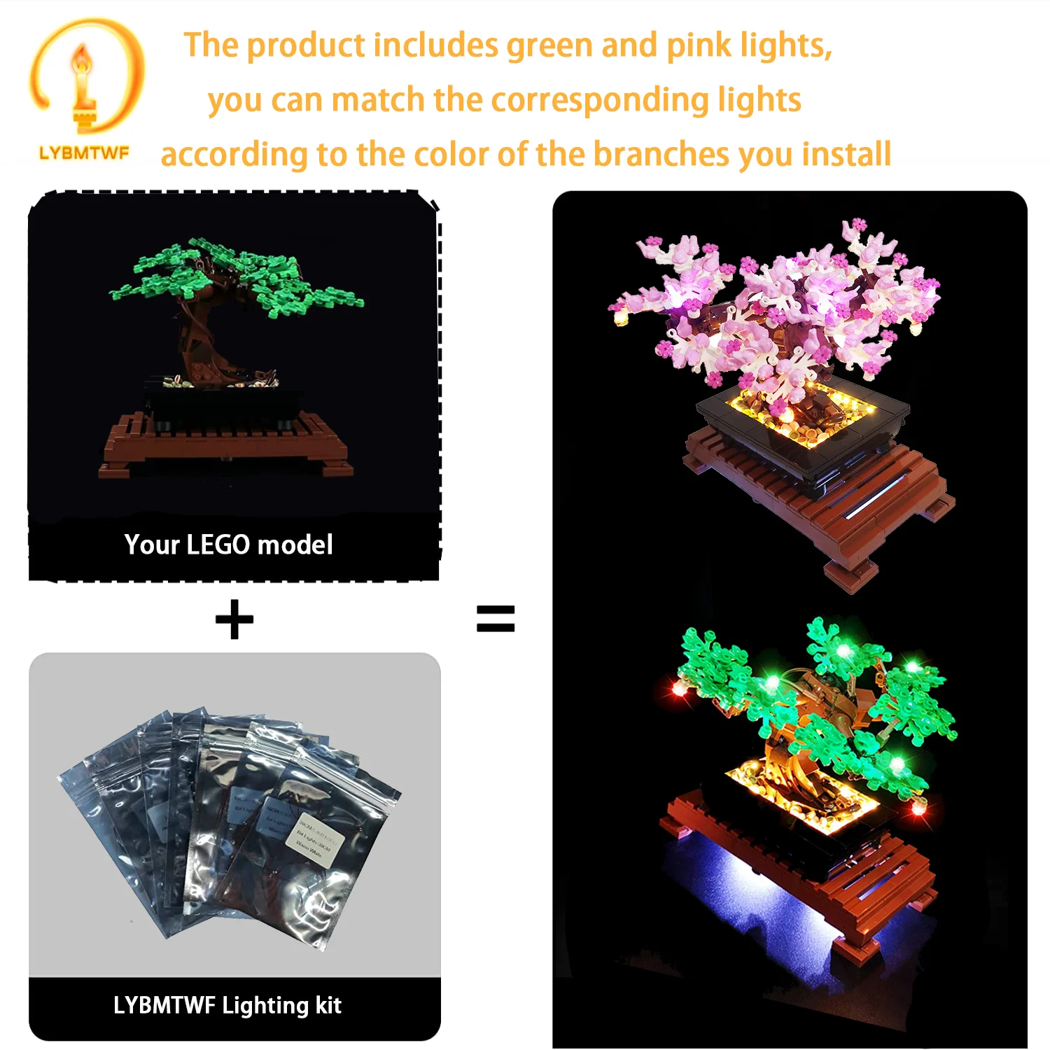 LYBMTWF LED-verlichtingsset voor 10281, compatibel met Creator Expert Bonsai Tree-model (niet inbegrepen bouwstenenset)