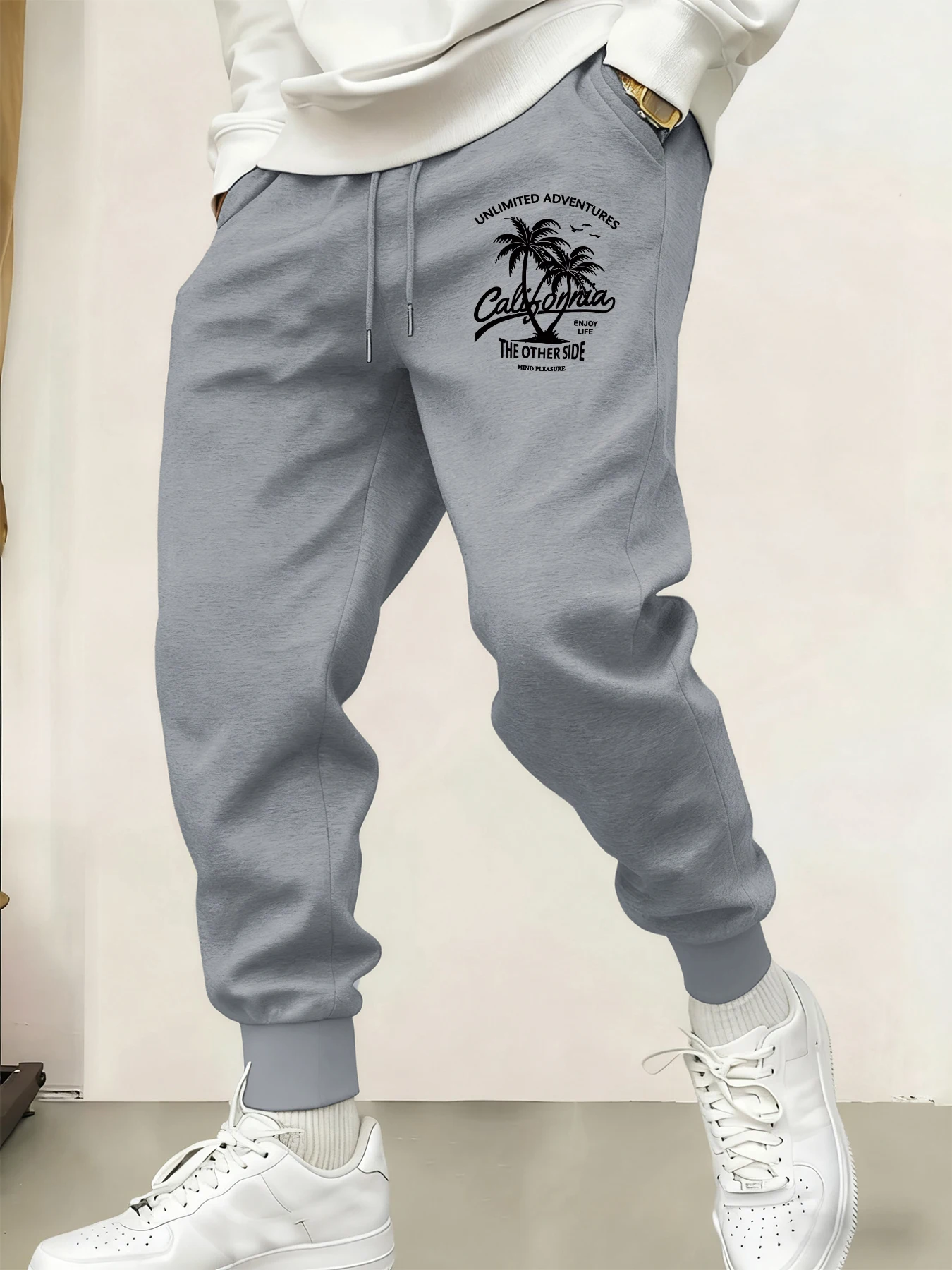 California Unlimited Adventures Print Unisex Britches Casual Cordón Pantalón largo Pantalones de chándal básicos de calle Pantalones de moda cálidos Hombres