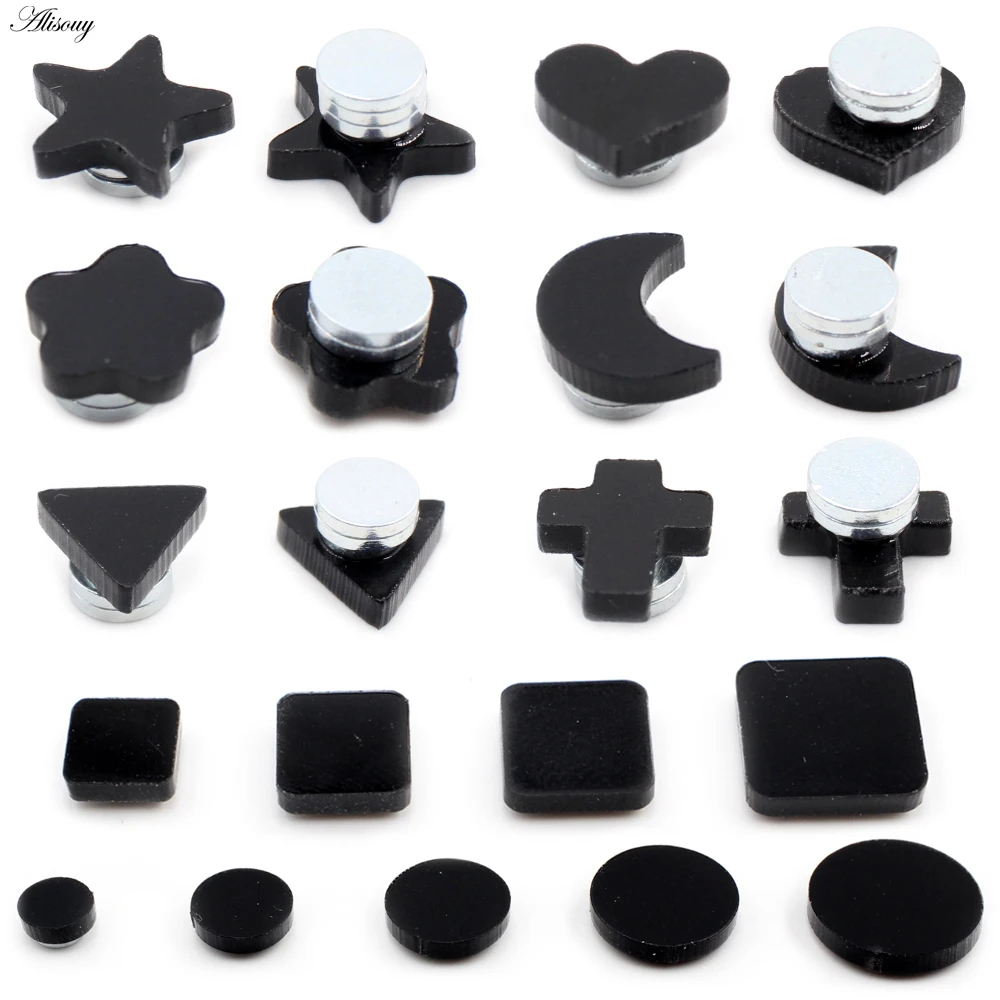 Alisouy 2pcs Acrylic Round Heart Star Moon Cross Triangle Flower Non Piercing Magnet Magnetic Mens Ear Clip Boys Girls Earrings