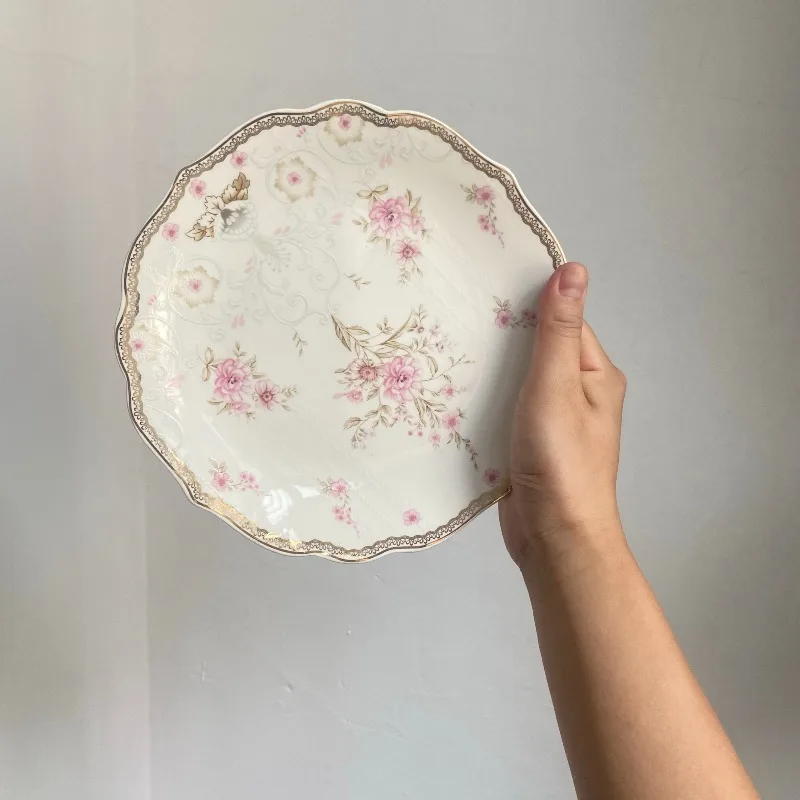 

French high-value afternoon tea dessert plate flat plate 7-inch plate ceramic household snack refreshment