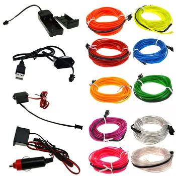 1M 2M 3M 4M 5M Flexible Neon Glow Light EL Wire LED Strip 5V 3V 12V Waterproof Rope For DIY Car Party Room Clothing Decoration