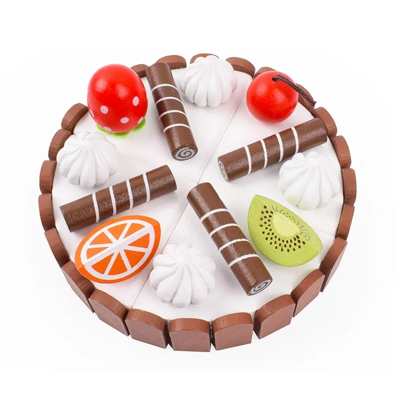 Cuisine pour enfants gâteau d'anniversaire semblant en bois magnétique chocolat Mousse jeu de coupe jouets éducatifs pour enfant