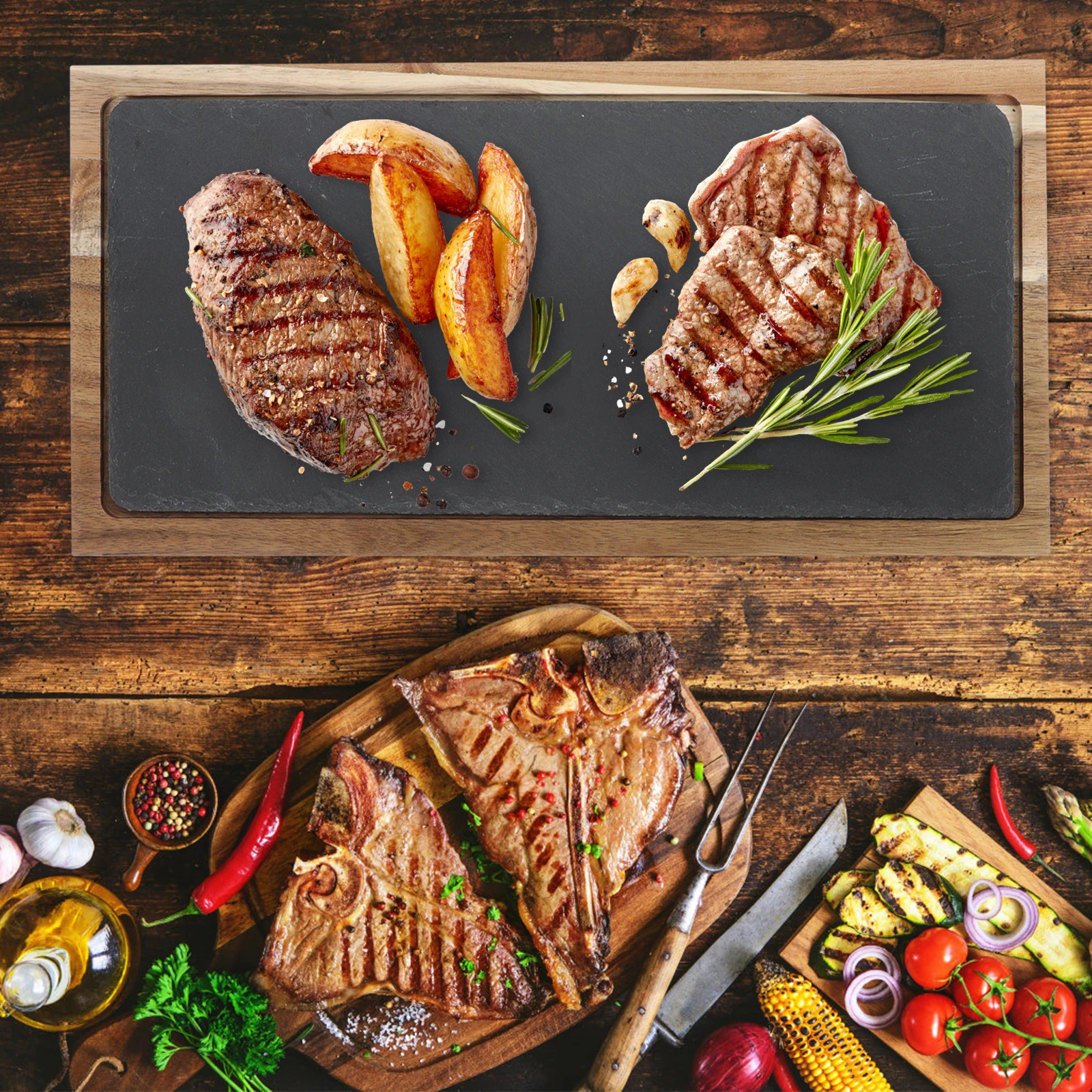 

1 Set Long-Lasting Wooden Food Serving Tray Household Multi-Functional Japanese Steak Restaurant Pizza Tray Household Salad