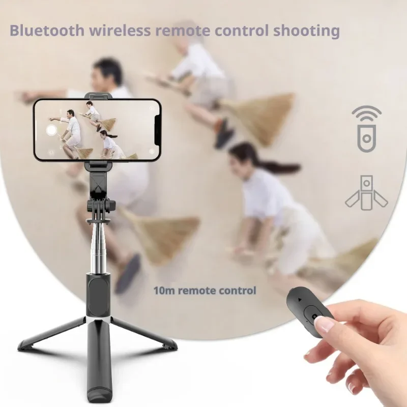 Trípode/palo Selfie Bluetooth todo en uno, portátil, extensible, 1m, compatible con disparo Horizontal Vertical para sala de estar en vivo