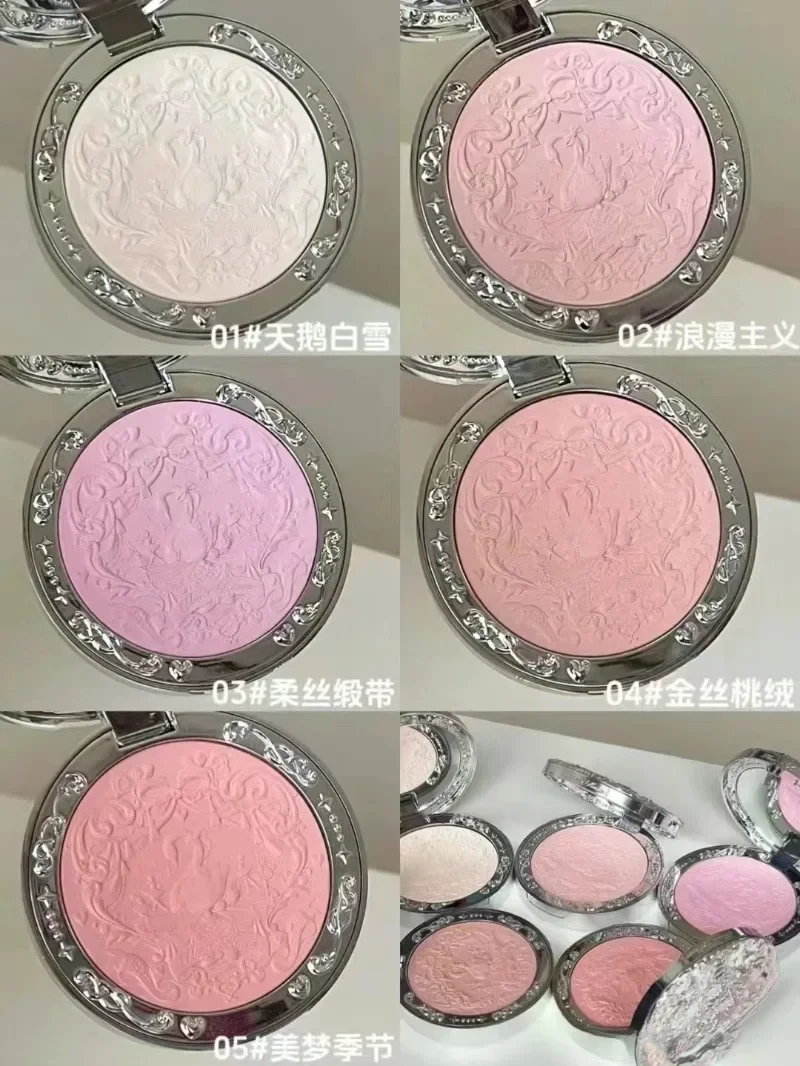 Flower Knows Swan Ballet Series Make-up Reliëf Blus Hvelvet Langdurige Waterdichte Blush Matte Fleuren Gezicht Cosmetica