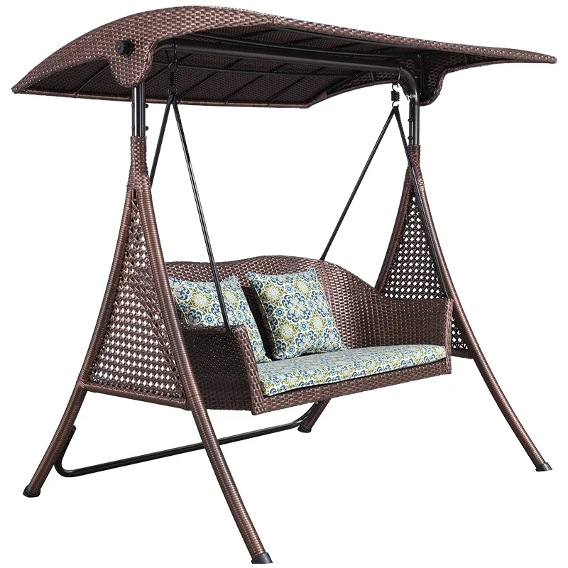 Courtyard Home Garden Rattan Swing Chair with Hanging Basket Outdoor Rocking Cradle Chair for Balcony Hanging  Rocking Chair Set
