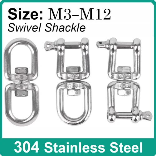 Giratorio de doble extremo de acero inoxidable 304 360 ° Conector de anillo de gancho a presión M3-M12 Conector de anclaje giratorio de mandíbula osaбин