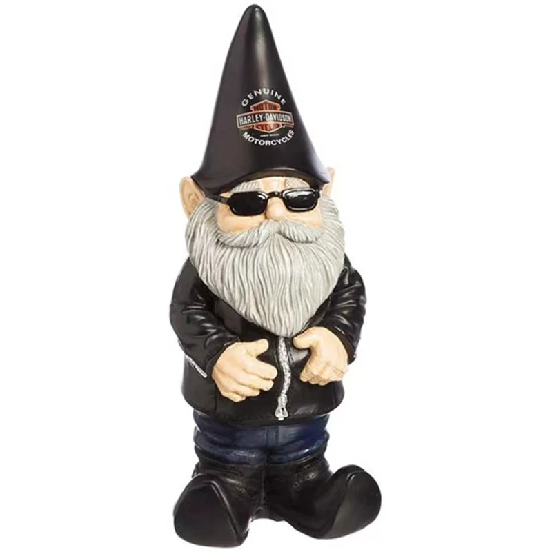 1Pc Harley-Davidson Lady Biker Themed Polystone Garden Gnome Dwarf Resin Ornaments Home Decor